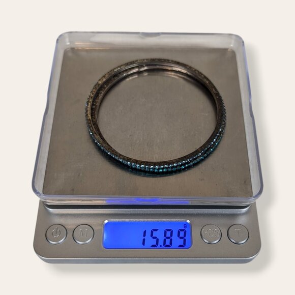 (2/$20) Pair of Dainty Blue Rhinestone Bangle Bracelets - Picture 5 of 5